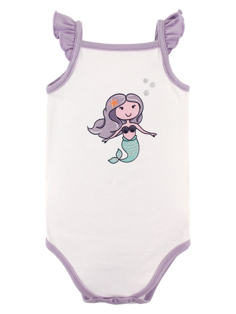 Hudson Baby nwt 0-3 m White and Lilac Mermaid Ruffle Strap One-Piece Bodysuit